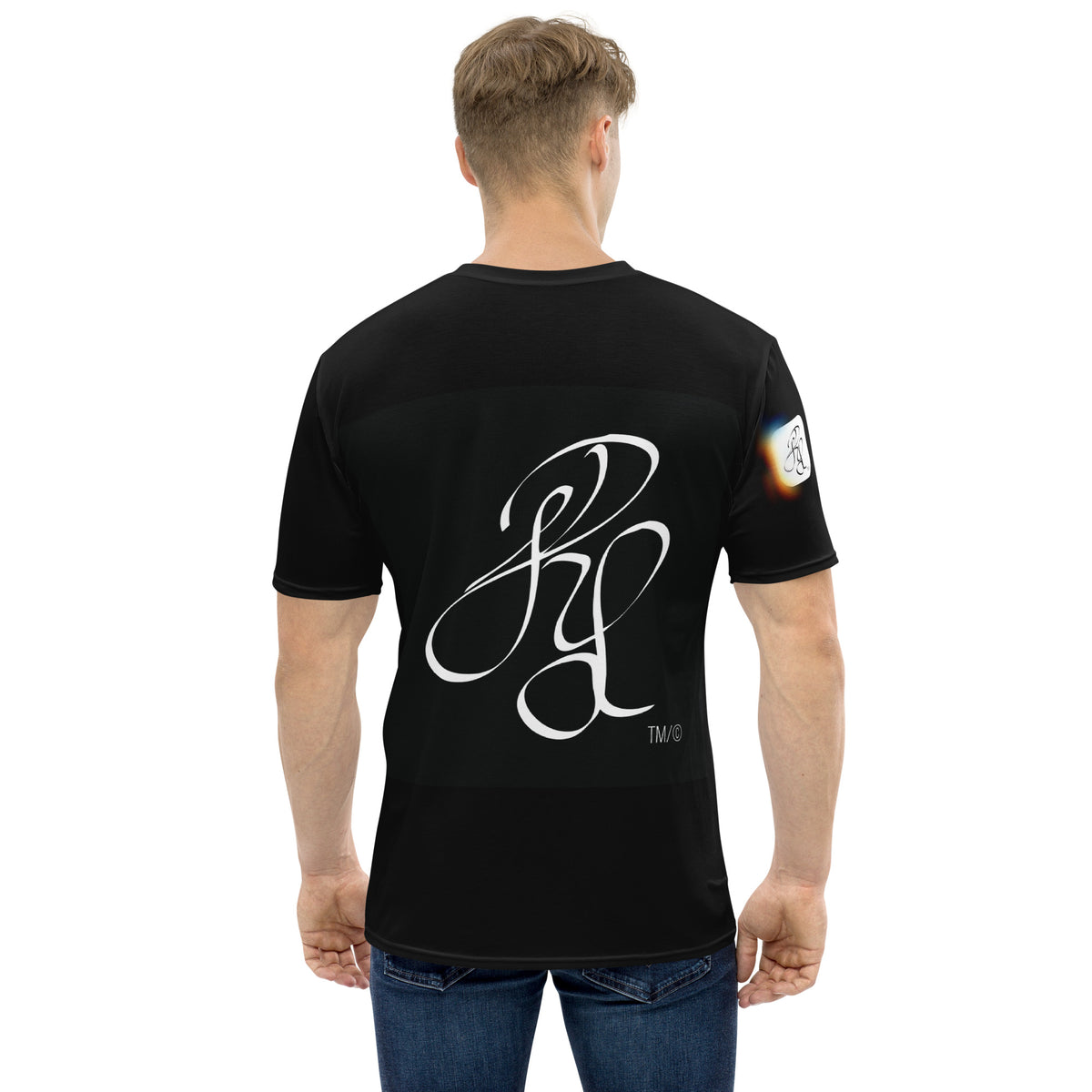 “POWER” & CROWN™ bottom-edge logo & design print [men's crew neck t-shirt] — Back view