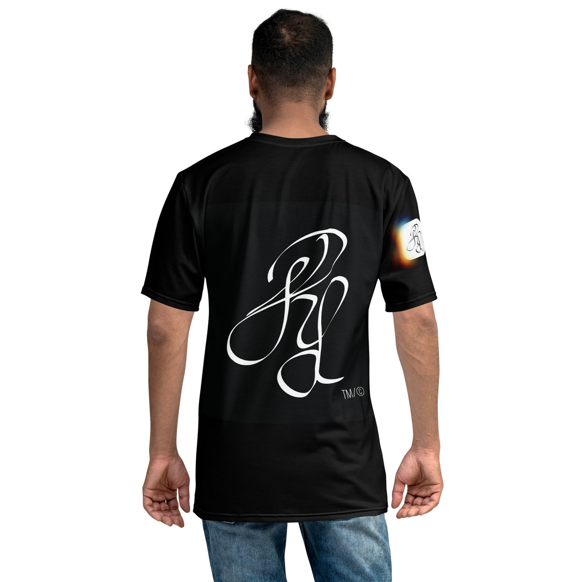 “POWER” & CROWN™ bottom-edge logo & design print [men's crew neck t-shirt] — Back view