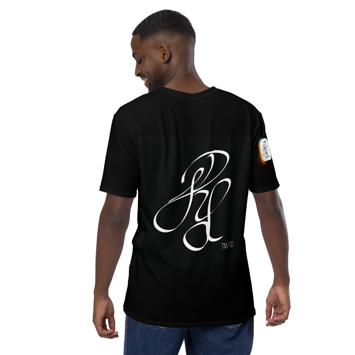 “POWER” & CROWN™ bottom-edge logo & design print [men's crew neck t-shirt] — Back view