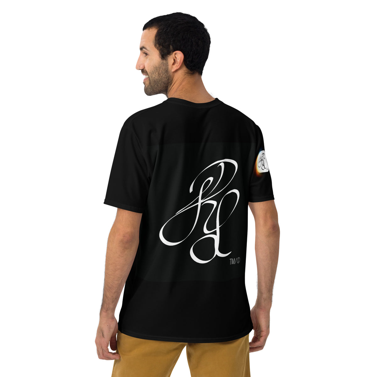 “POWER” & CROWN™ bottom-edge logo & design print [men's crew neck t-shirt] — Back view