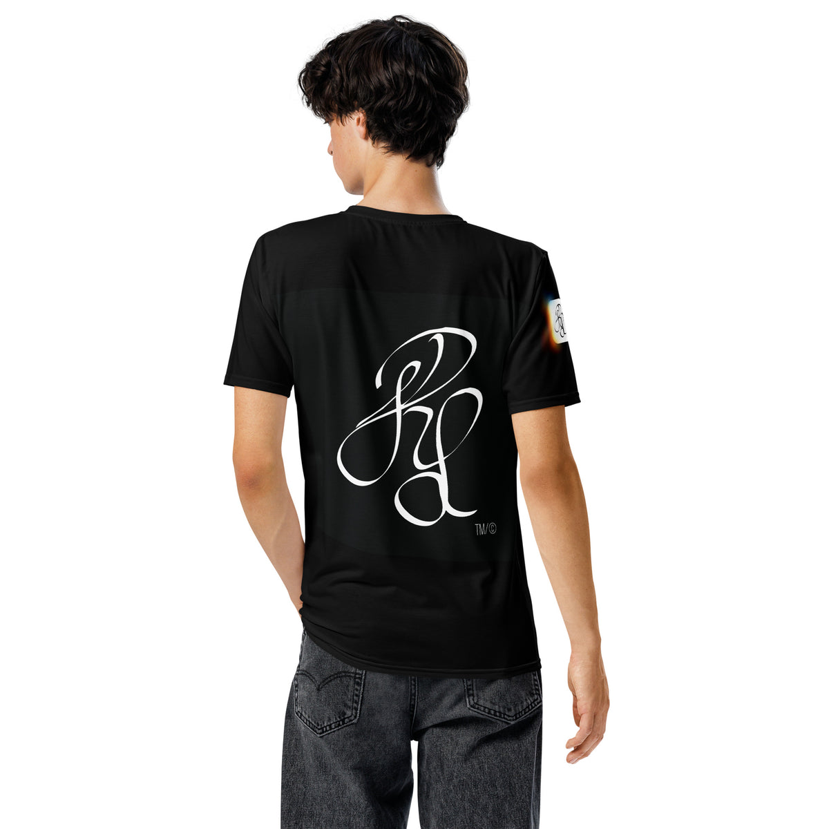 “POWER” & CROWN™ bottom-edge logo & design print [men's crew neck t-shirt] — Back view