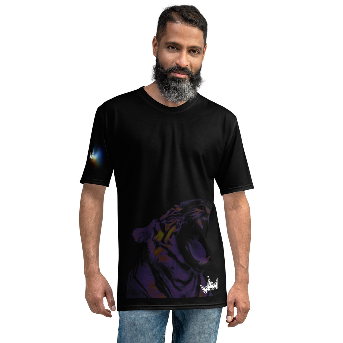 “POWER” & CROWN™ bottom-edge logo & design print [men's crew neck t-shirt] — Front view