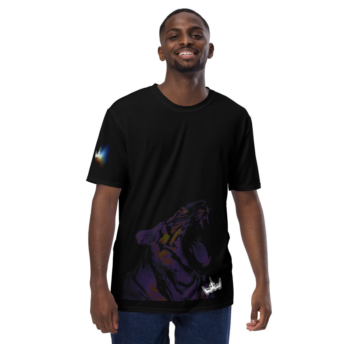 “POWER” & CROWN™ bottom-edge logo & design print [men's crew neck t-shirt] — Front view