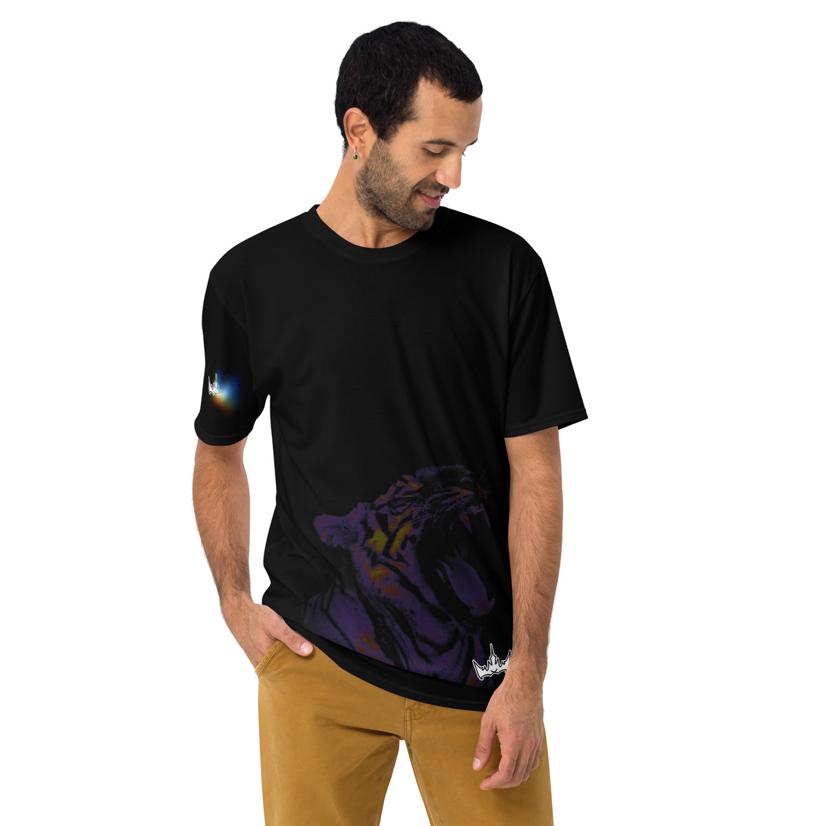 “POWER” & CROWN™ bottom-edge logo & design print [men's crew neck t-shirt] — Front view