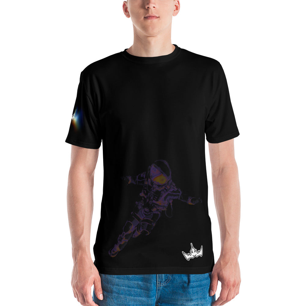 “INFINITE” & CROWN™ bottom-edge logo & design print [men's crew neck t-shirt] — Front view