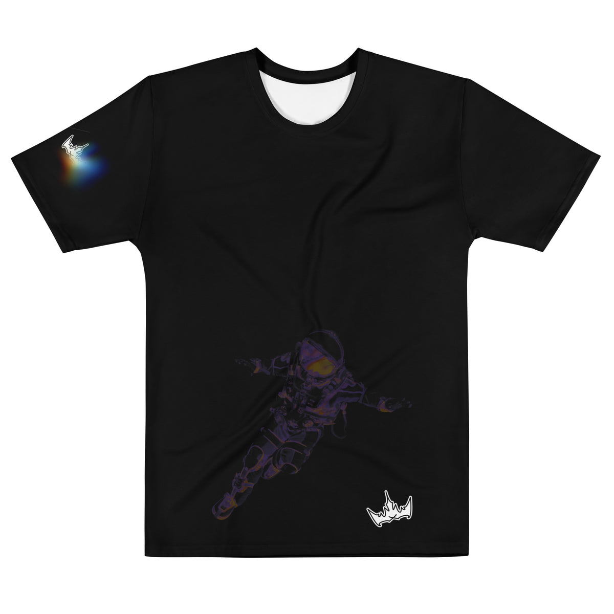 “INFINITE” & CROWN™ bottom-edge logo & design print [men's crew neck t-shirt] — Front view