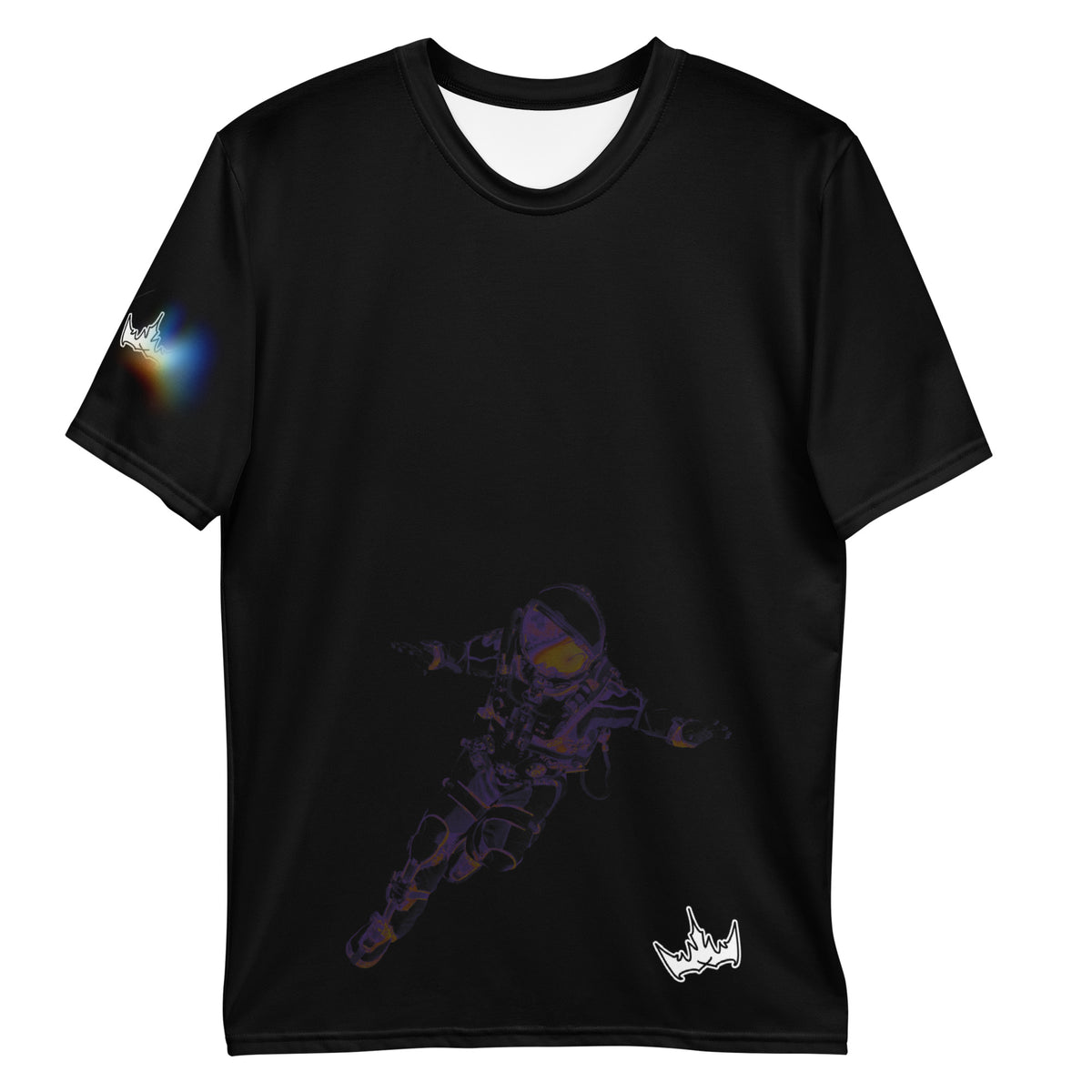 “INFINITE” & CROWN™ bottom-edge logo & design print [men's crew neck t-shirt] — Front view