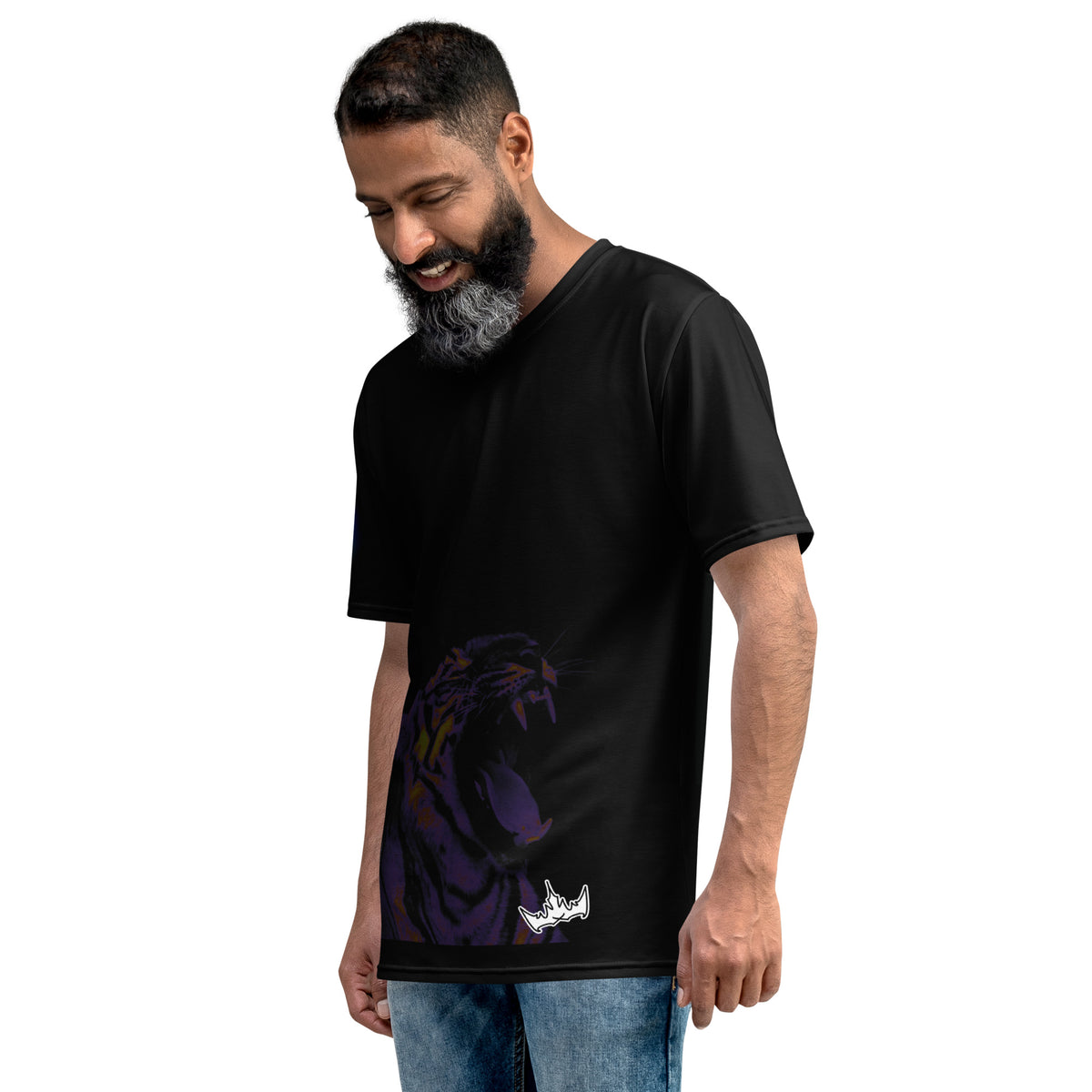 “POWER” & CROWN™ bottom-edge logo & design print [men's crew neck t-shirt] — Left side view