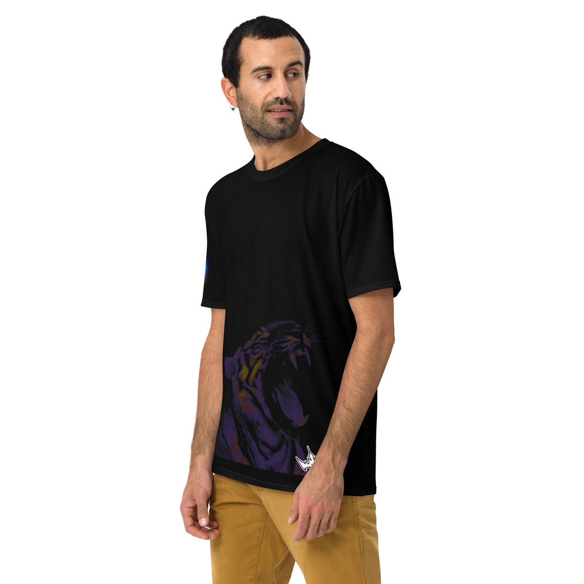 “POWER” & CROWN™ bottom-edge logo & design print [men's crew neck t-shirt] — Left side view