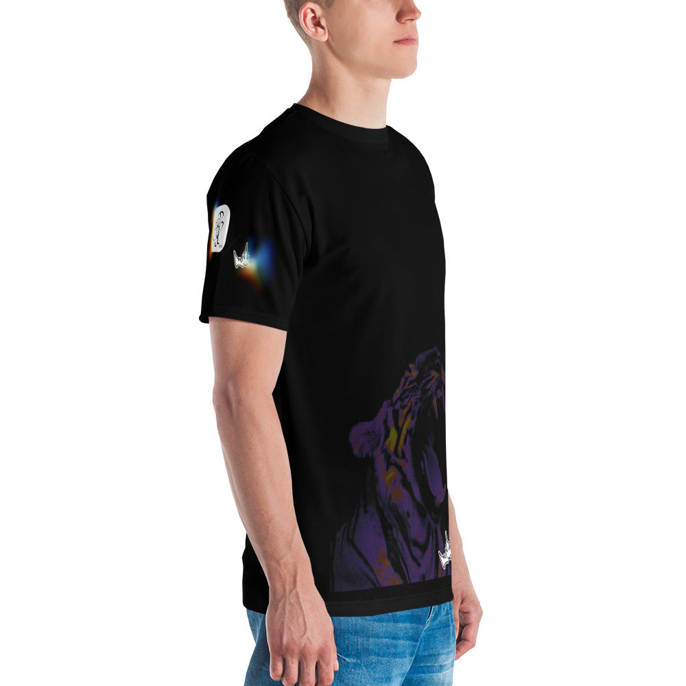 “POWER” & CROWN™ bottom-edge logo & design print [men's crew neck t-shirt] — Right side view