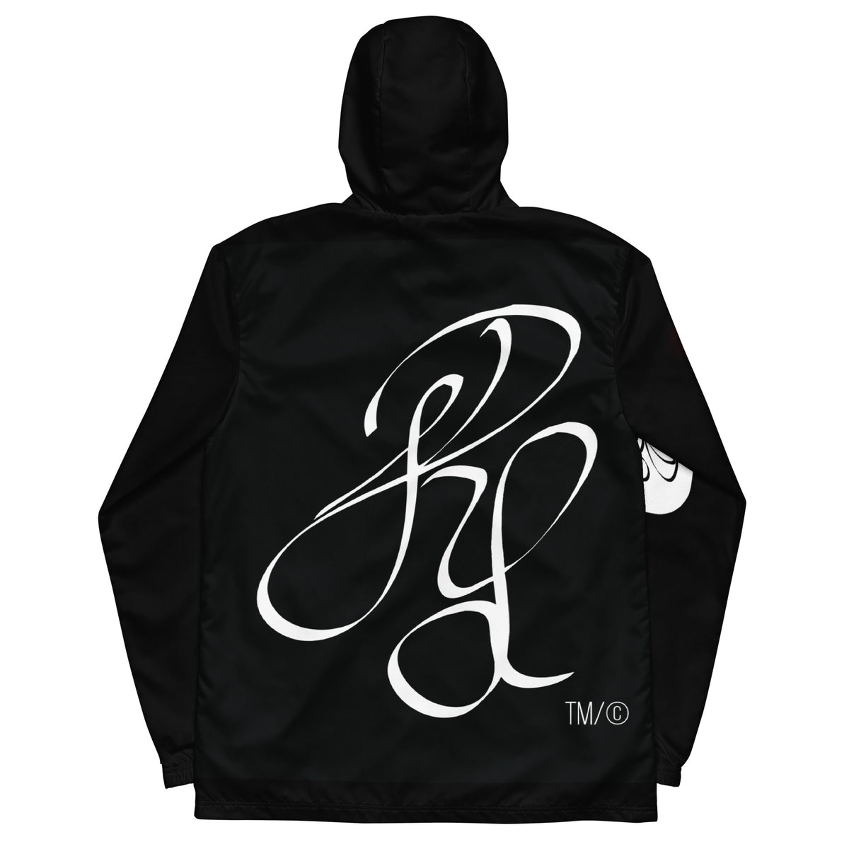 “INFINITE” & CROWN™ bottom-edge logo & design print [men’s windbreaker] — Back view