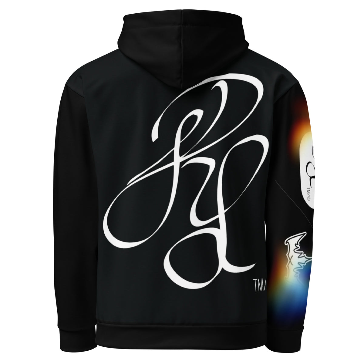 “POWER” & CROWN™ bottom-edge logo & design print [unisex cotton hoodie] — Back view