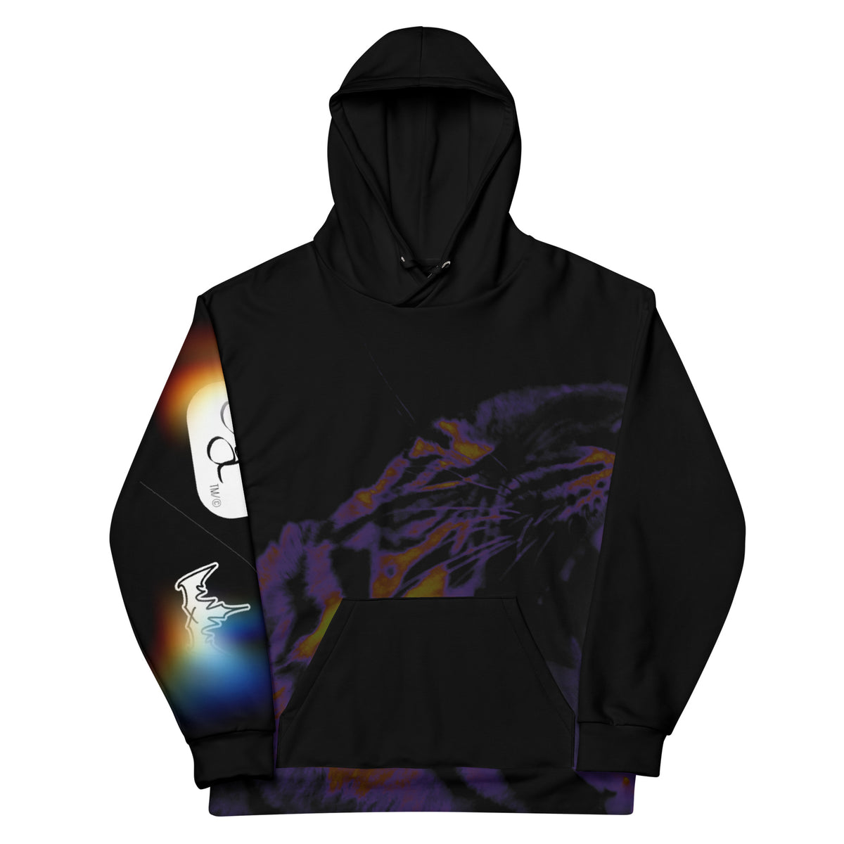 “POWER” & CROWN™ bottom-edge logo & design print [unisex cotton hoodie] — Front view
