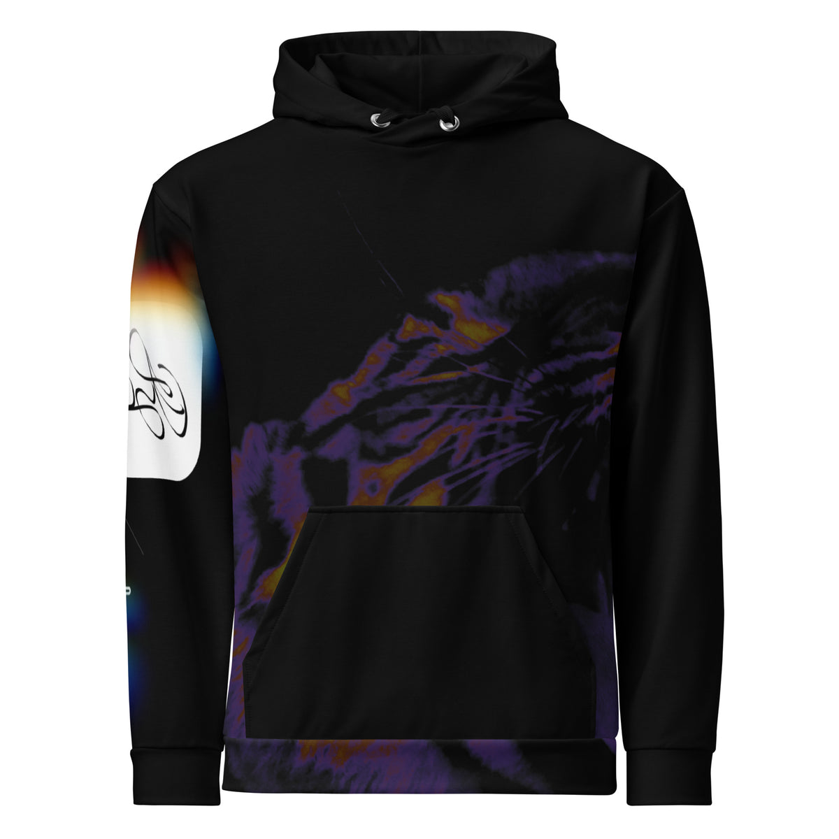 “POWER” & CROWN™ bottom-edge logo & design print [unisex cotton hoodie] — Front view