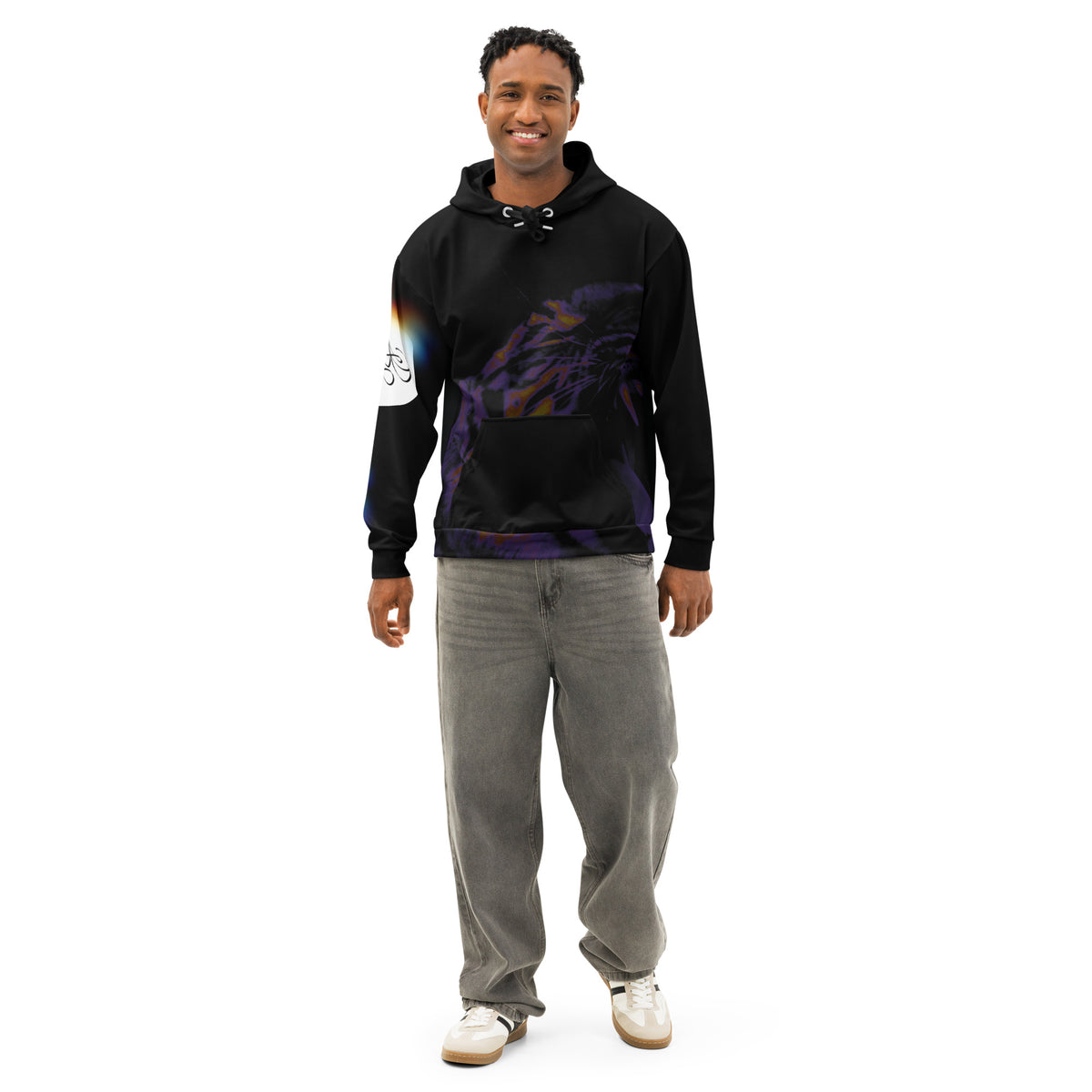 “POWER” & CROWN™ bottom-edge logo & design print [unisex cotton hoodie] — Front view