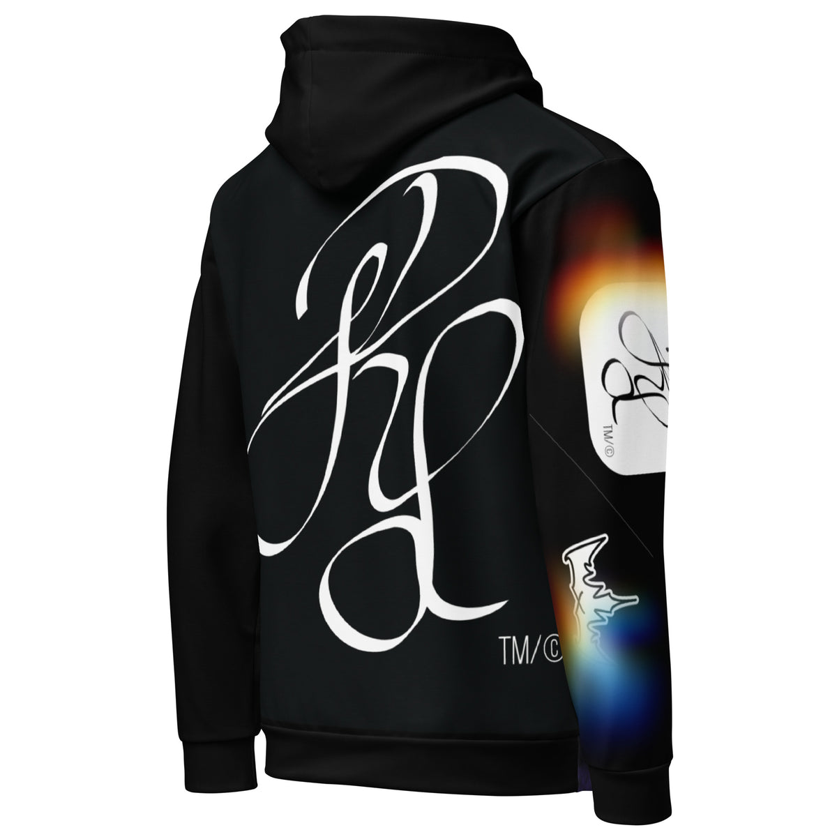 “POWER” & CROWN™ bottom-edge logo & design print [unisex cotton hoodie] — Back view