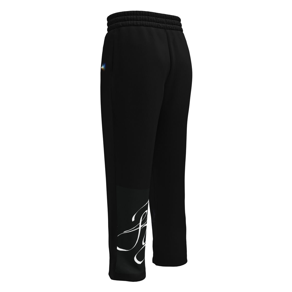 “FIRE” & CROWN™ bottom-edge logo & design print [unisex wide-leg joggers] — Back view