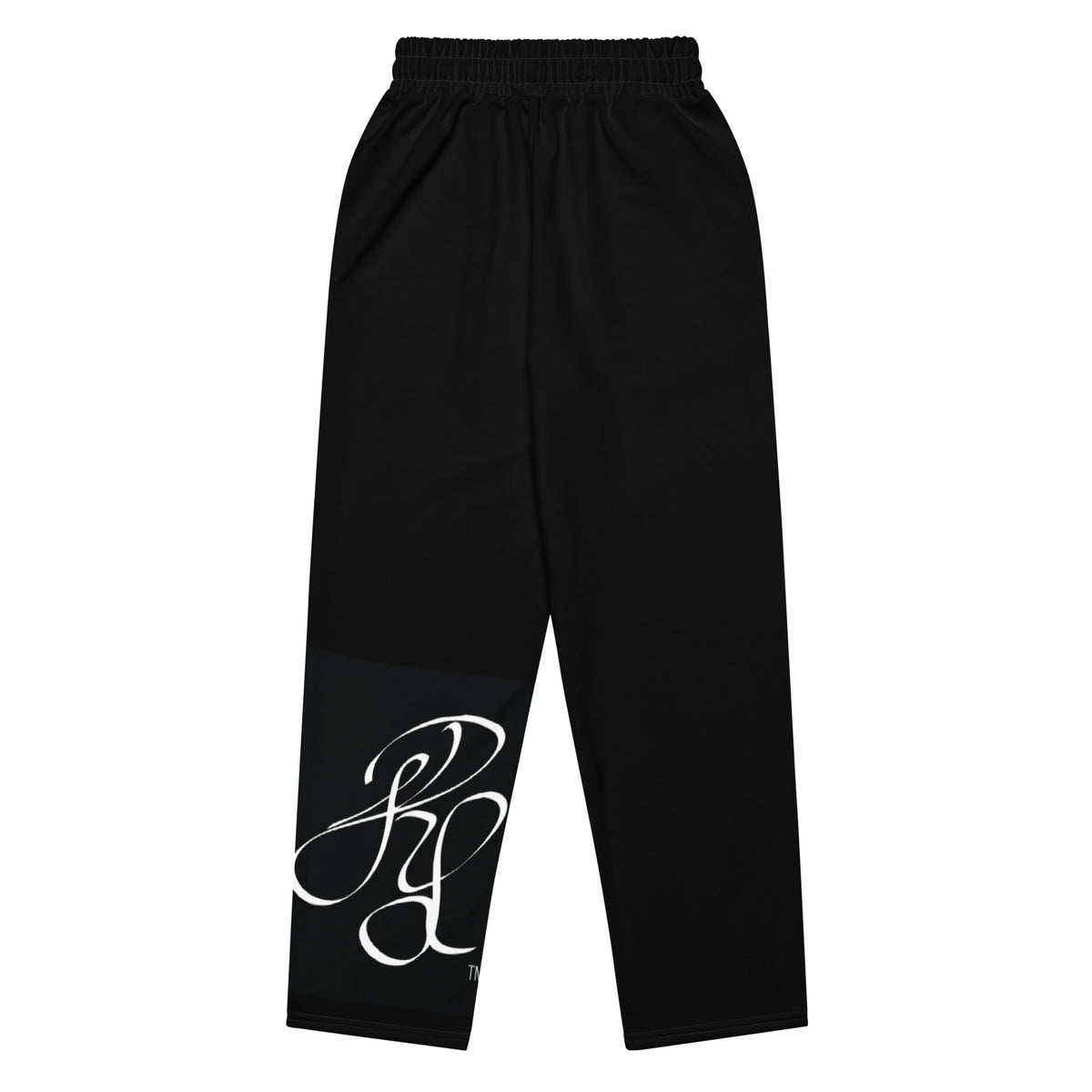 “FIRE” & CROWN™ bottom-edge logo & design print [unisex wide-leg joggers] — Back view