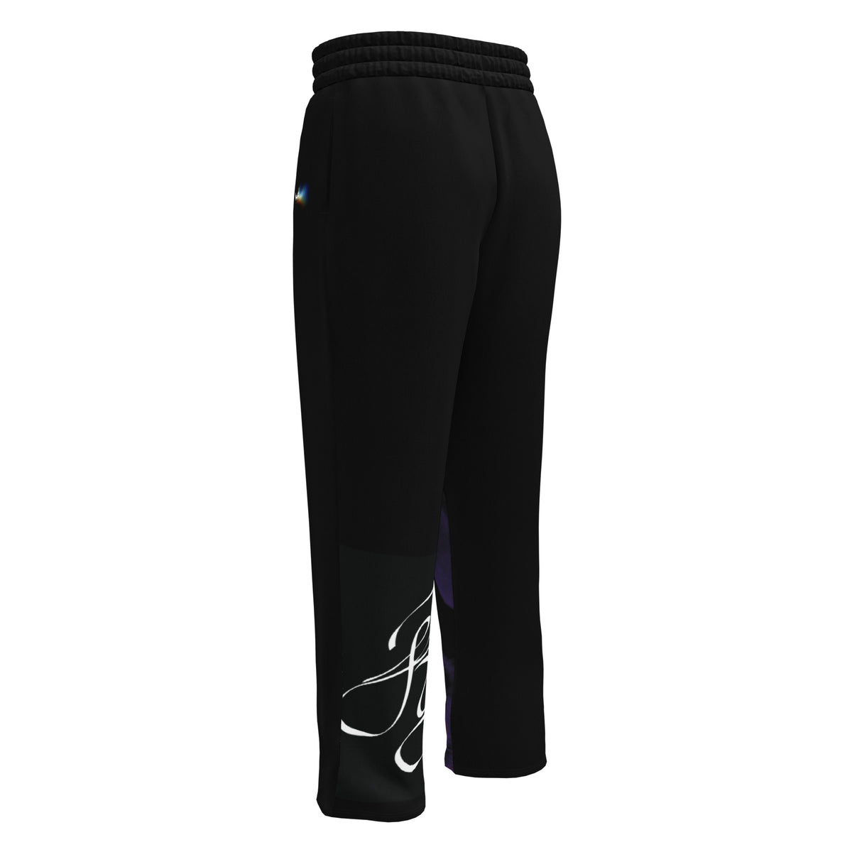 “POWER” & CROWN™ bottom-edge logo & design print [unisex wide-leg joggers] — Back view