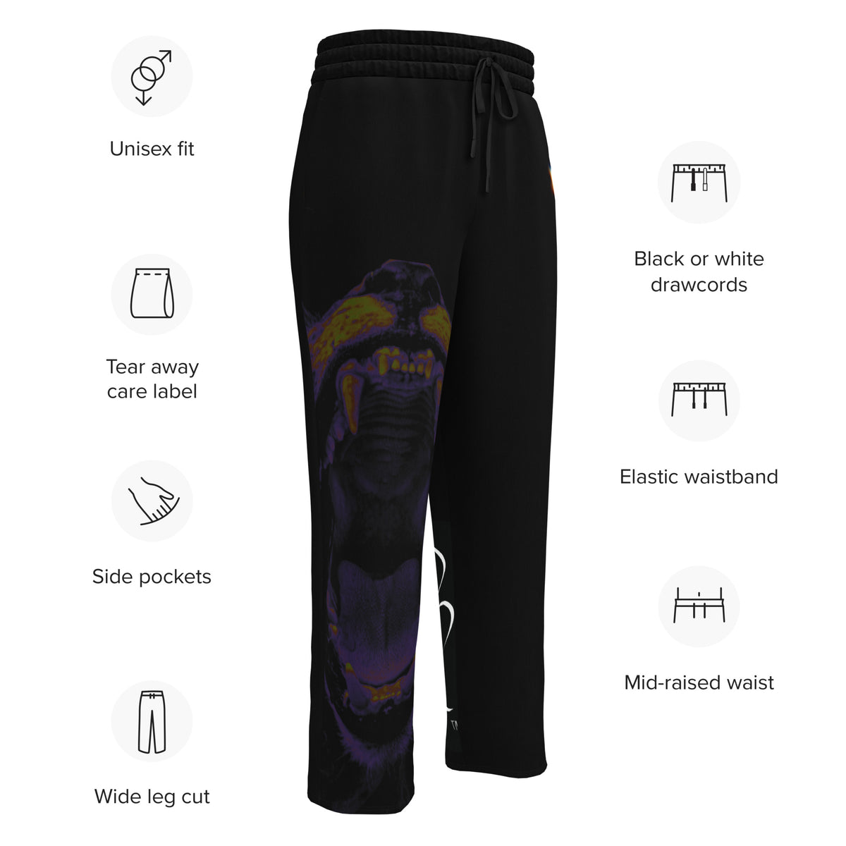 “FIRE” & CROWN™ bottom-edge logo & design print [unisex wide-leg joggers] — Photo 16