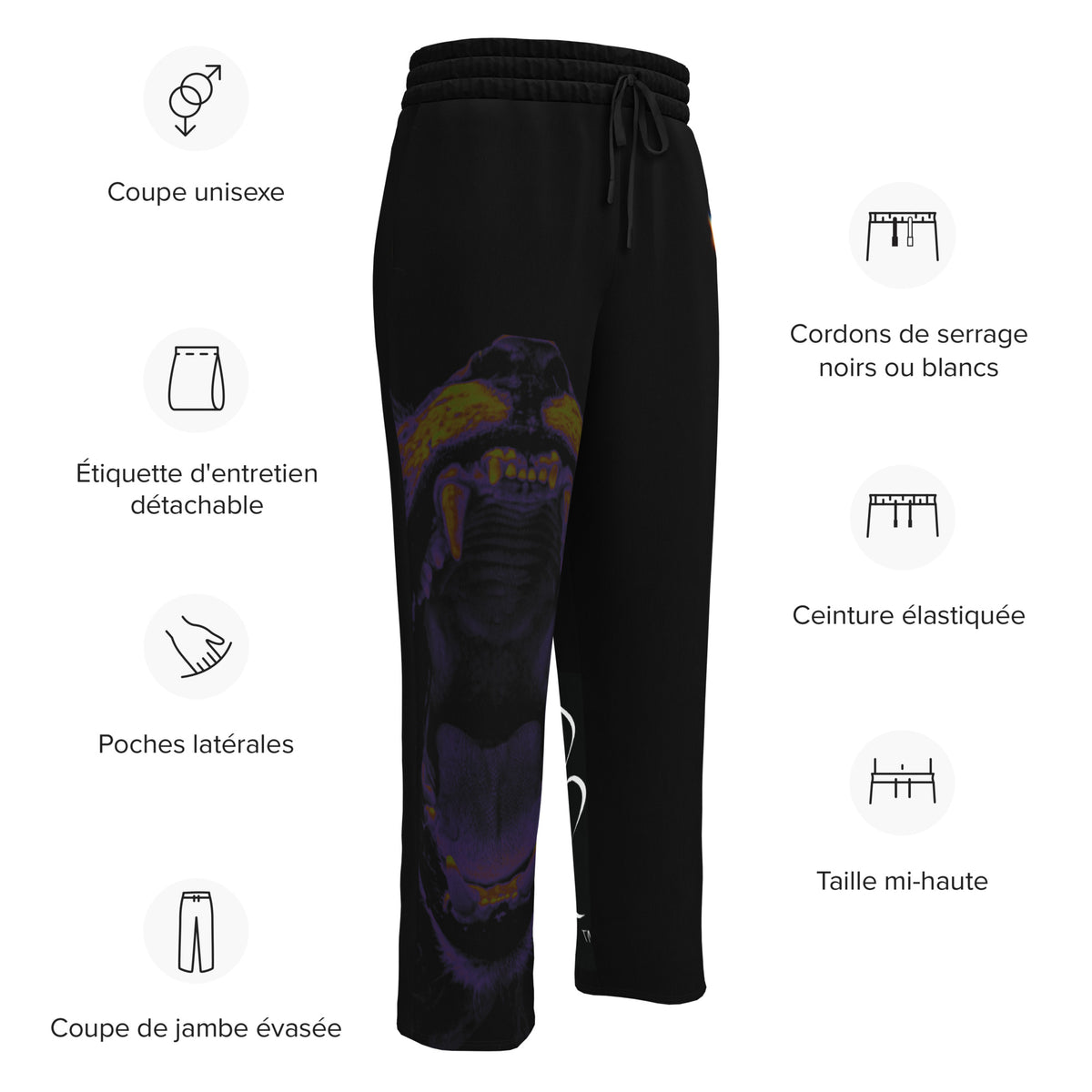 “FIRE” & CROWN™ bottom-edge logo & design print [unisex wide-leg joggers] — Photo 17