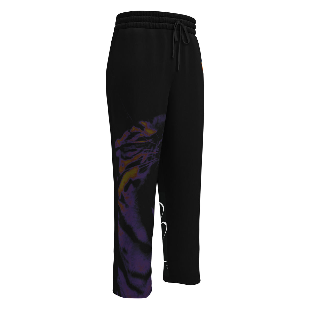 “POWER” & CROWN™ bottom-edge logo & design print [unisex wide-leg joggers] — Front view