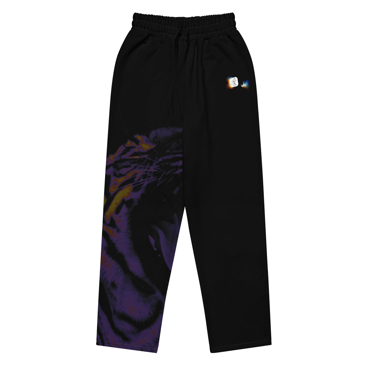 “POWER” & CROWN™ bottom-edge logo & design print [unisex wide-leg joggers] — Front view