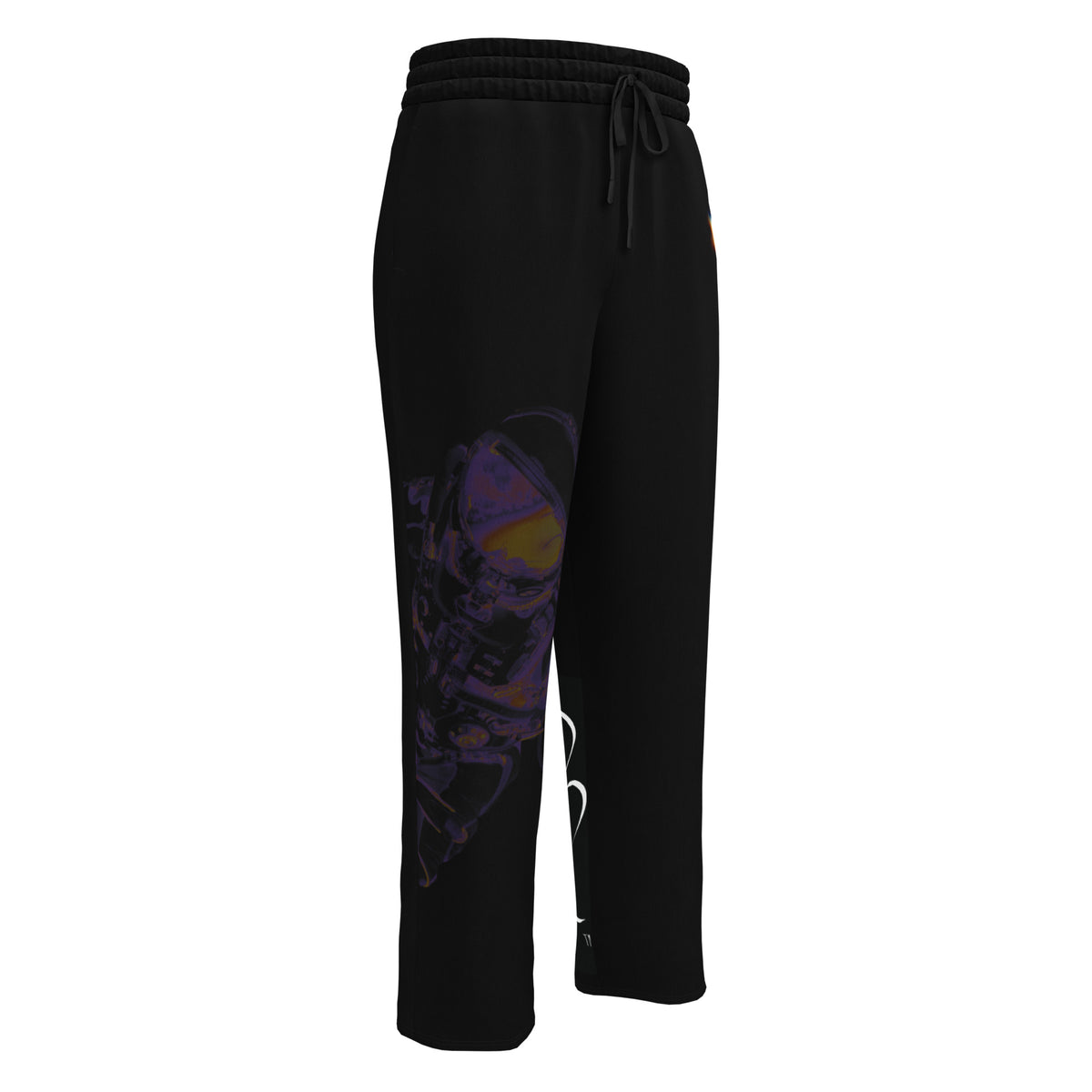 “INFINITE” & CROWN™ bottom-edge logo & design print [unisex wide-leg joggers] — Front view