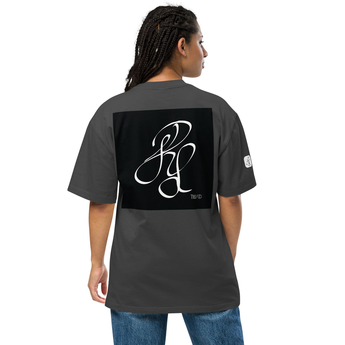“FIRE” & CROWN™ box logo & design print [oversized faded t-shirt] — Back view