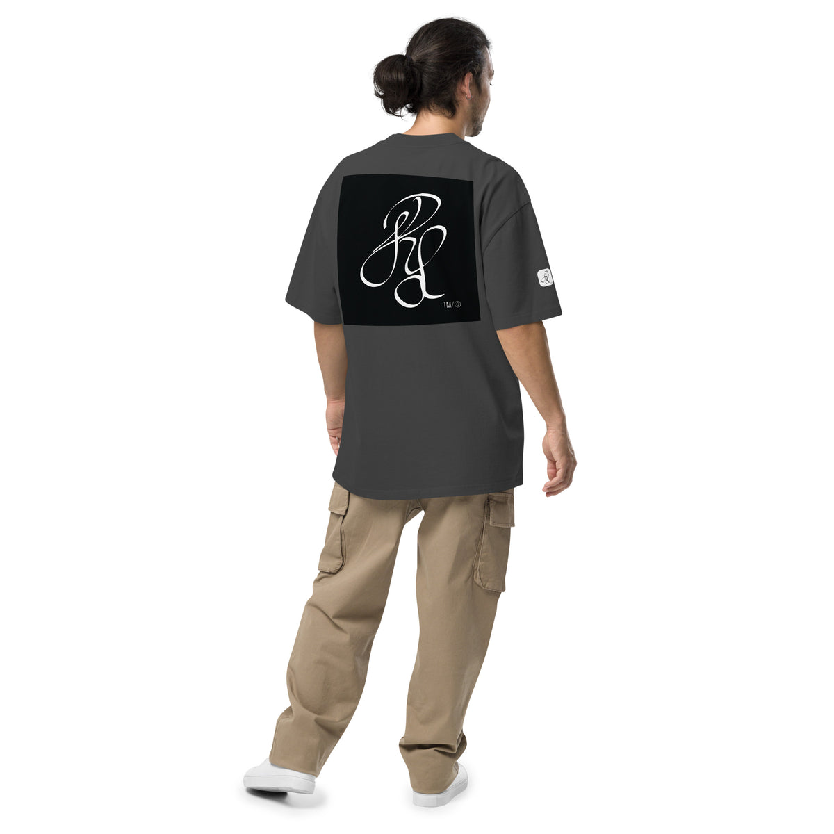 “FIRE” & CROWN™ box logo & design print [oversized faded t-shirt] — Back view