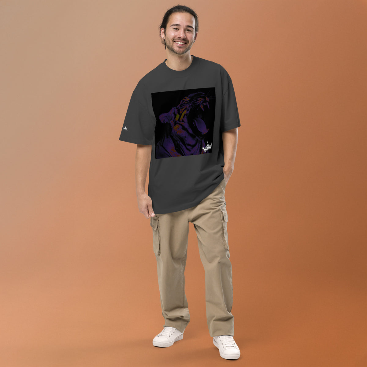 “POWER” & CROWN™ box logo & design print [oversized faded t-shirt] — Front view