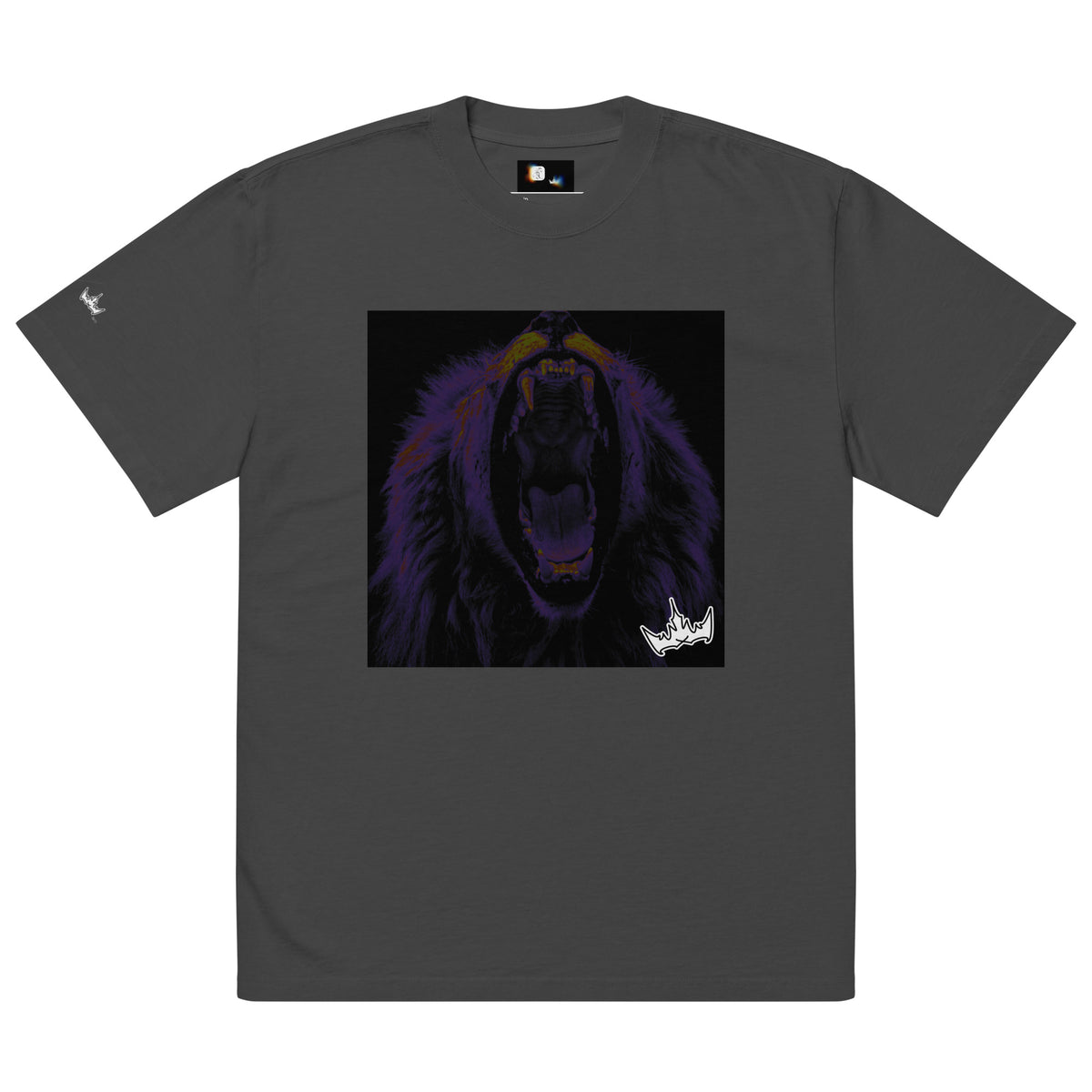 “FIRE” & CROWN™ box logo & design print [oversized faded t-shirt] — Front view