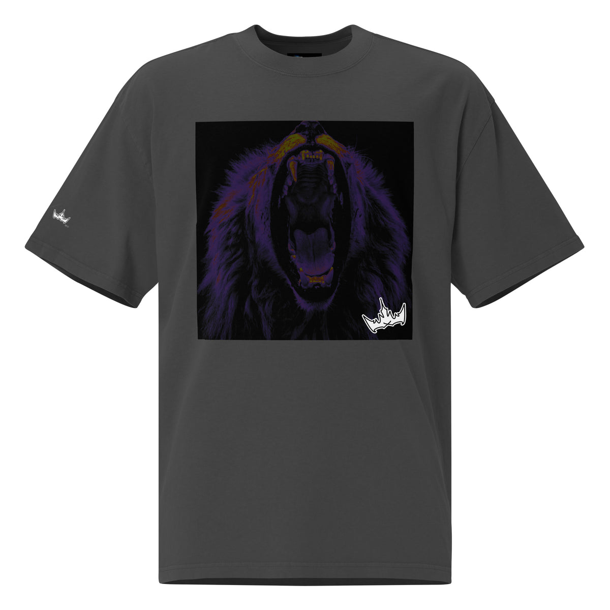 “FIRE” & CROWN™ box logo & design print [oversized faded t-shirt] — Front view