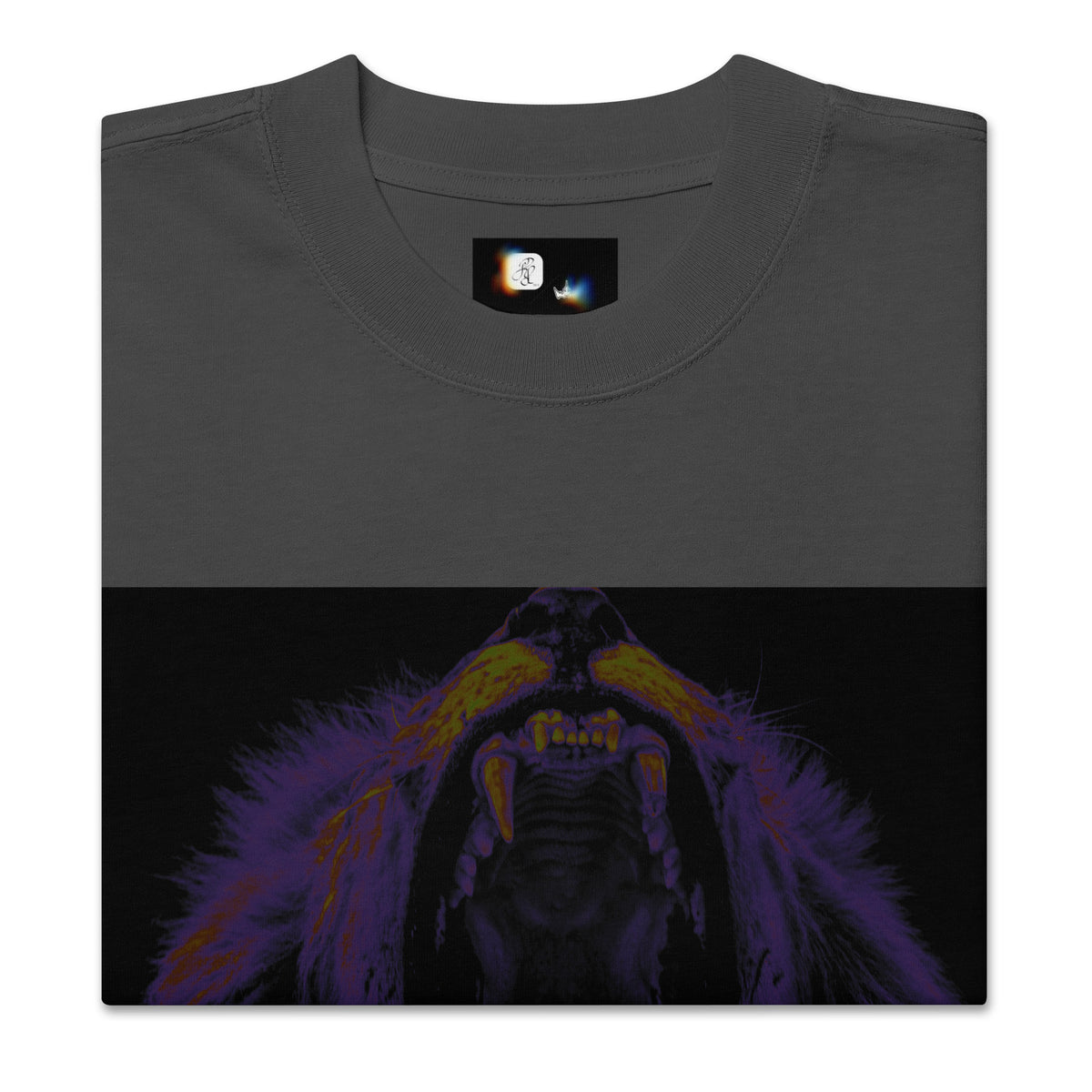 “FIRE” & CROWN™ box logo & design print [oversized faded t-shirt] — Front view