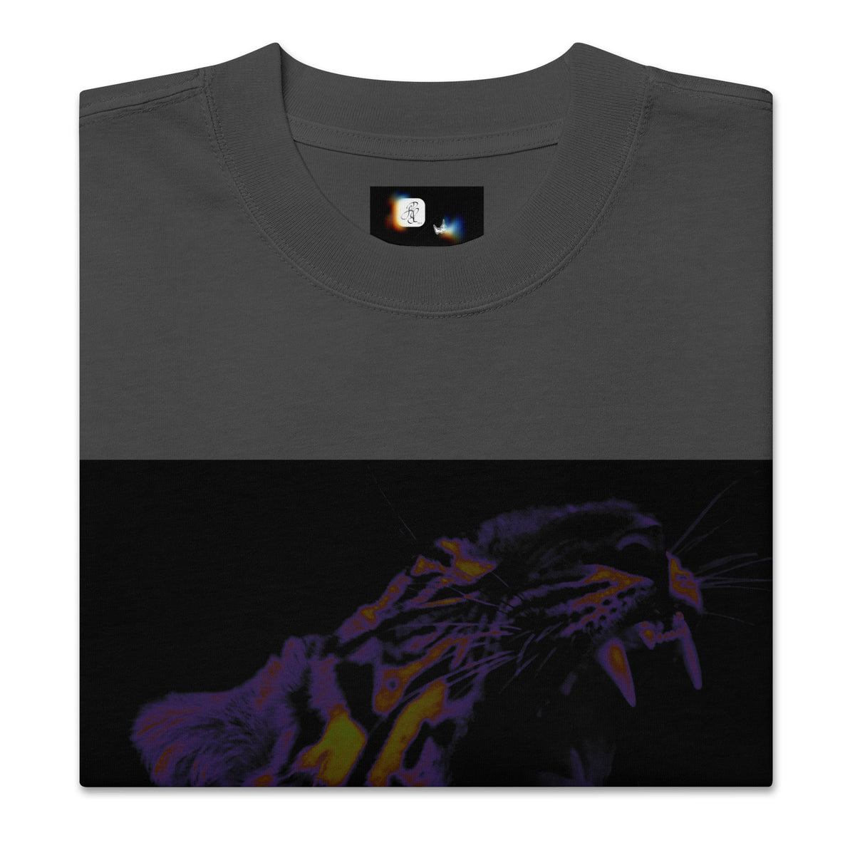 “POWER” & CROWN™ box logo & design print [oversized faded t-shirt] — Front view