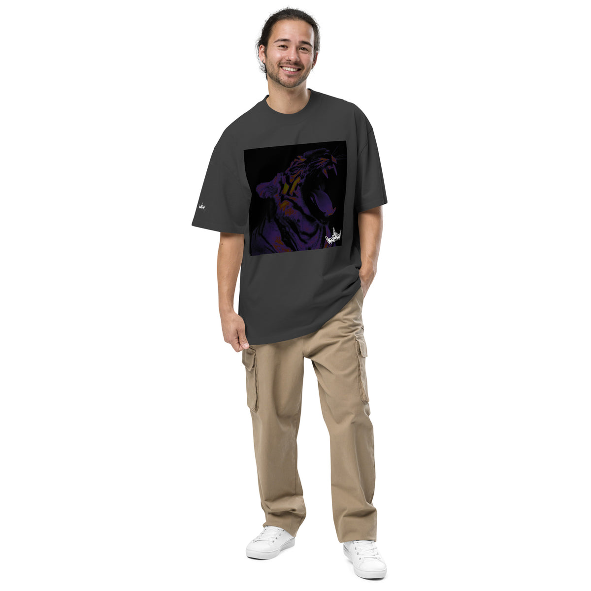 “POWER” & CROWN™ box logo & design print [oversized faded t-shirt] — Front view
