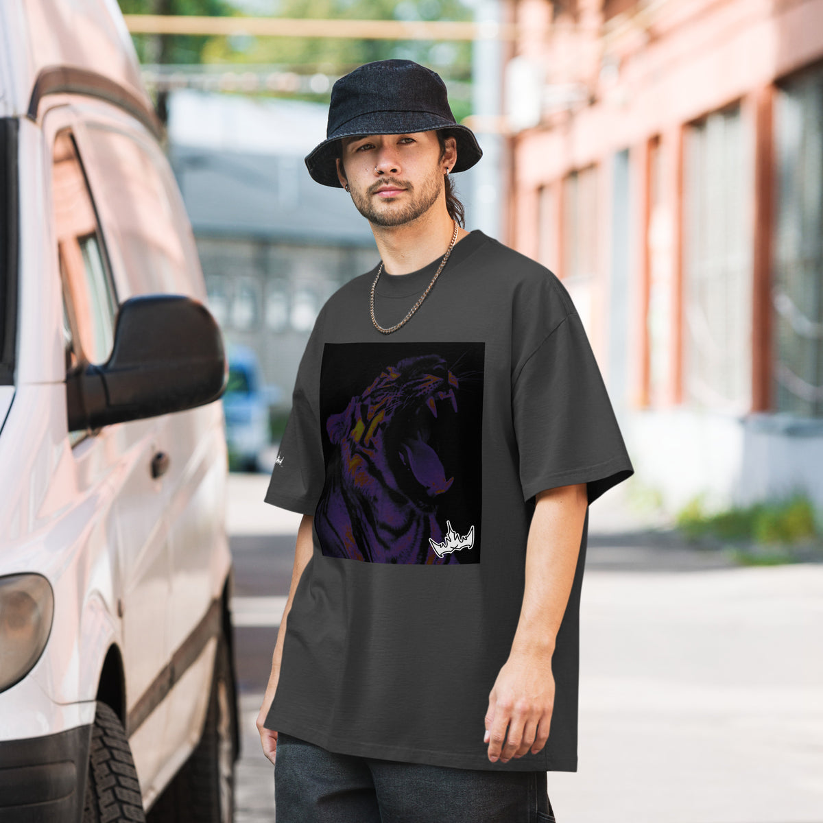 “POWER” & CROWN™ box logo & design print [oversized faded t-shirt] — Front view