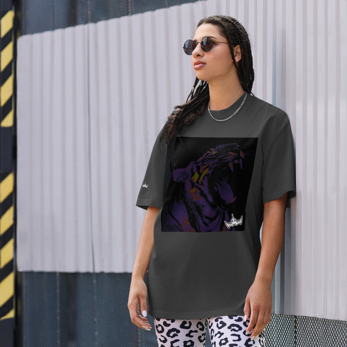 “POWER” & CROWN™ box logo & design print [oversized faded t-shirt] — Front view