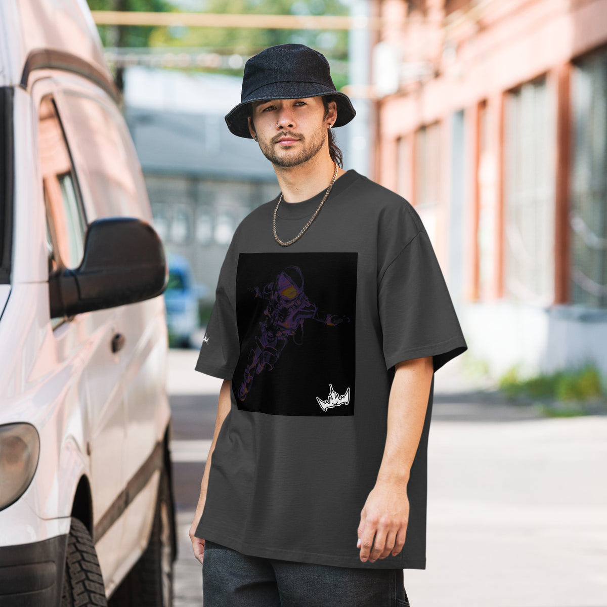 “INFINITE” & CROWN™ box logo & design print [oversized faded t-shirt] — Front view