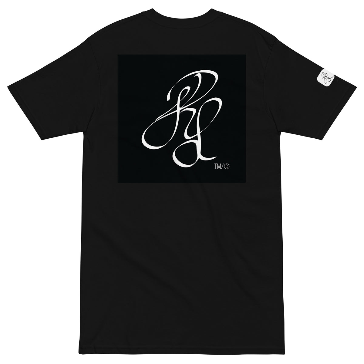 “FIRE” & CROWN™ box logo & design print [men’s premium heavyweight tee] — Back view