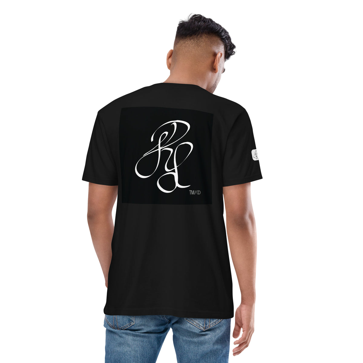 “FIRE” & CROWN™ box logo & design print [men’s premium heavyweight tee] — Back view
