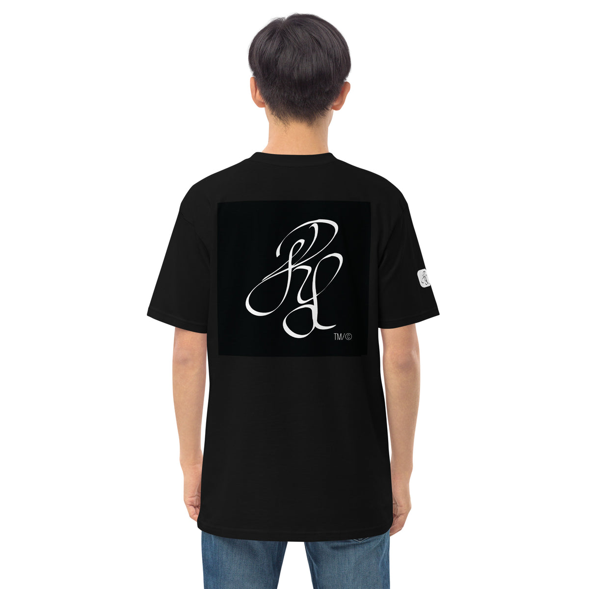 “INFINITE” & CROWN™ box logo & design print [men’s premium heavyweight tee] — Back view