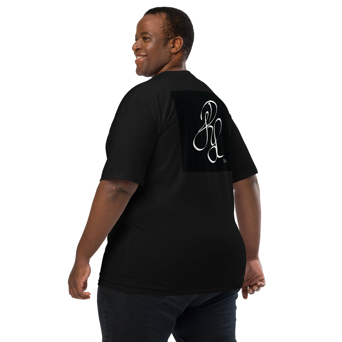 “INFINITE” & CROWN™ box logo & design print [men’s premium heavyweight tee] — Back view
