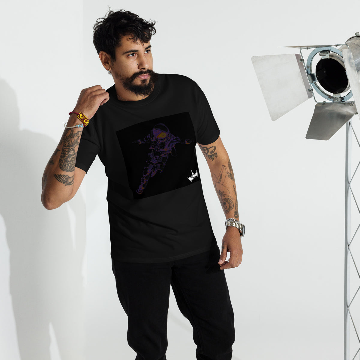 “INFINITE” & CROWN™ box logo & design print [men’s premium heavyweight tee] — Front view