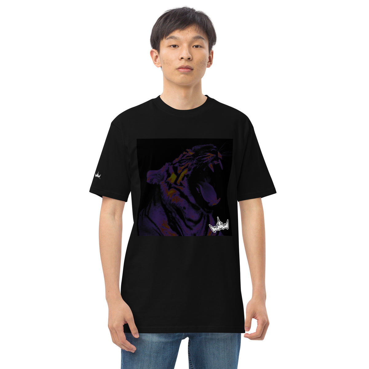 “POWER” & CROWN™ box logo & design print [men’s premium heavyweight tee] — Front view