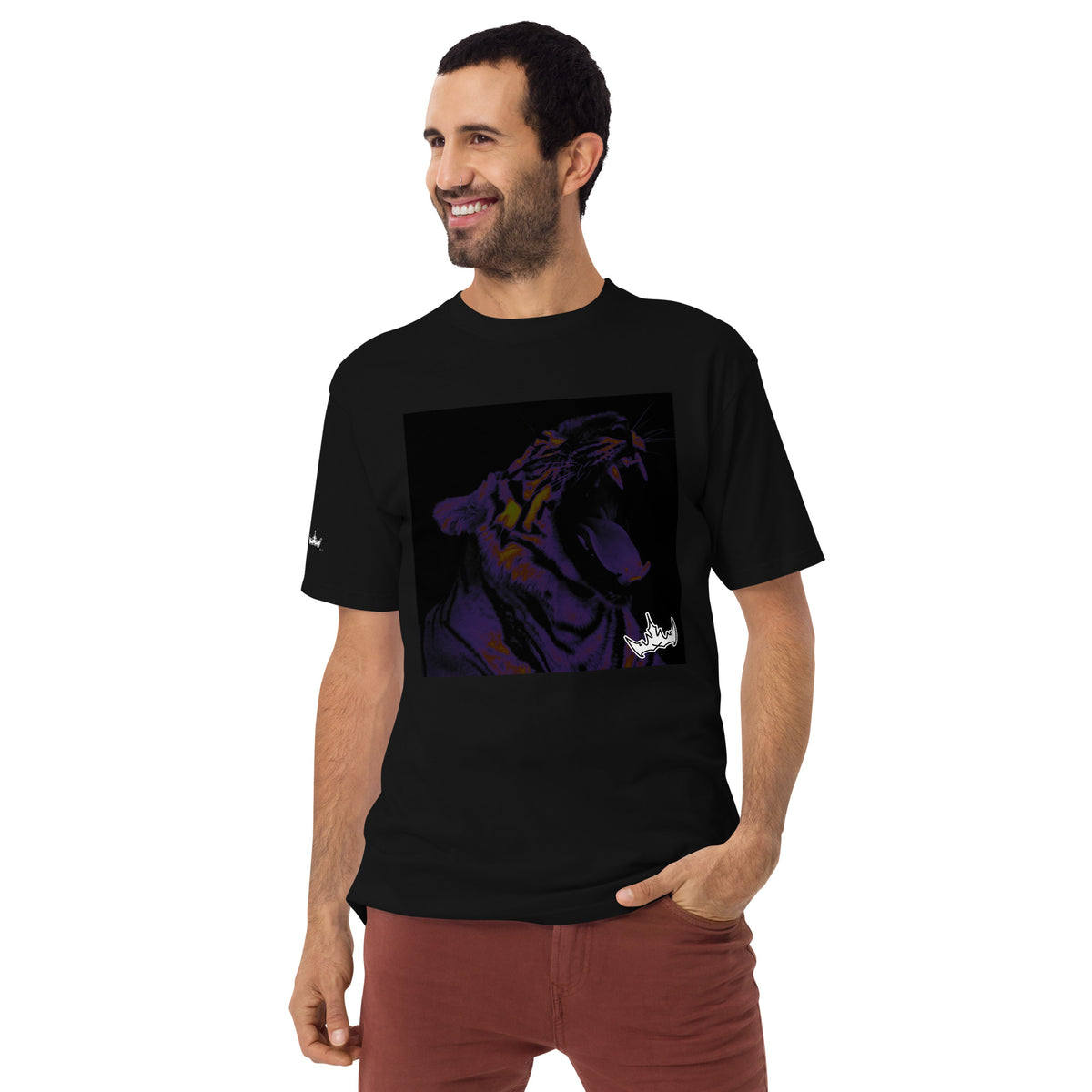 “POWER” & CROWN™ box logo & design print [men’s premium heavyweight tee] — Front view