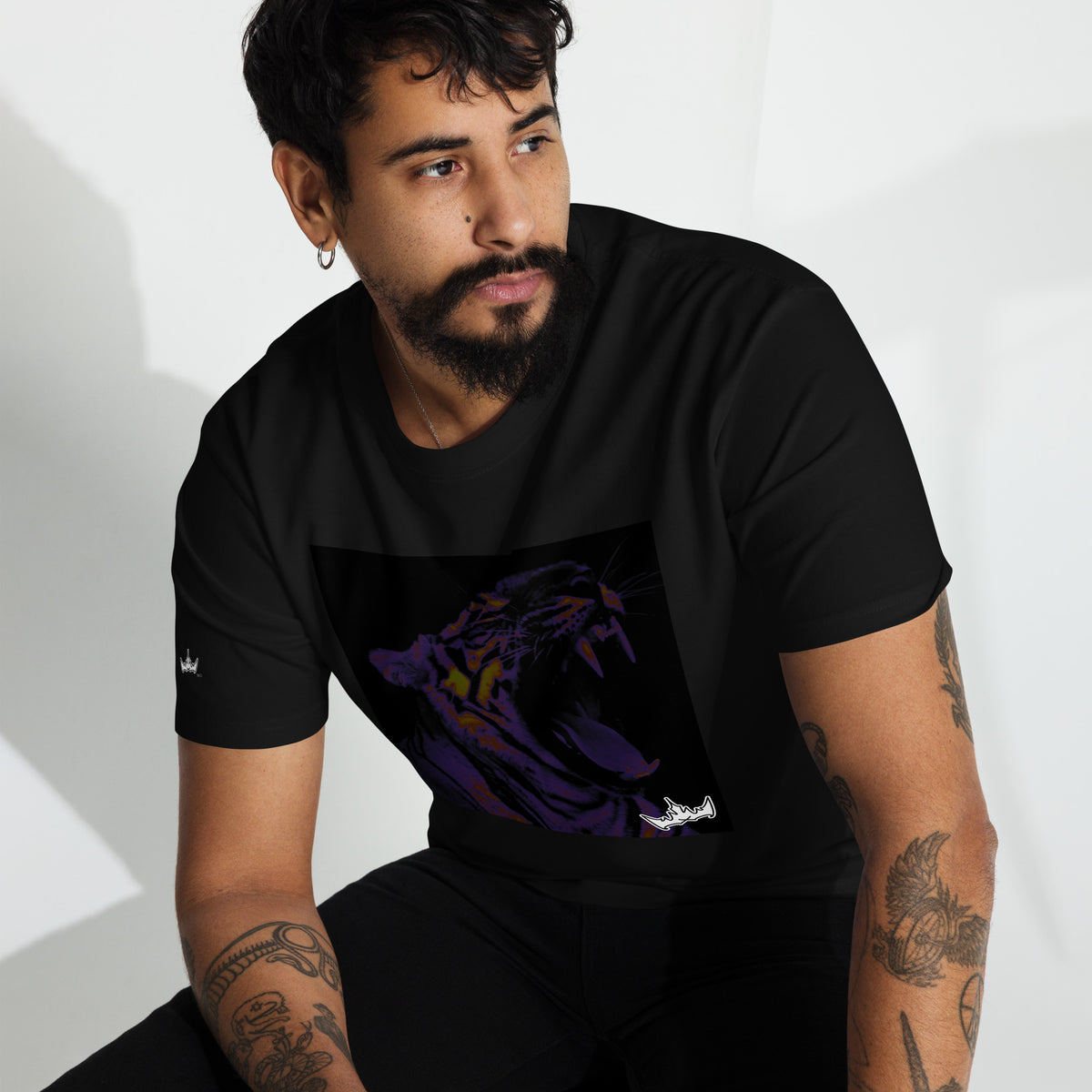 “POWER” & CROWN™ box logo & design print [men’s premium heavyweight tee] — Front view