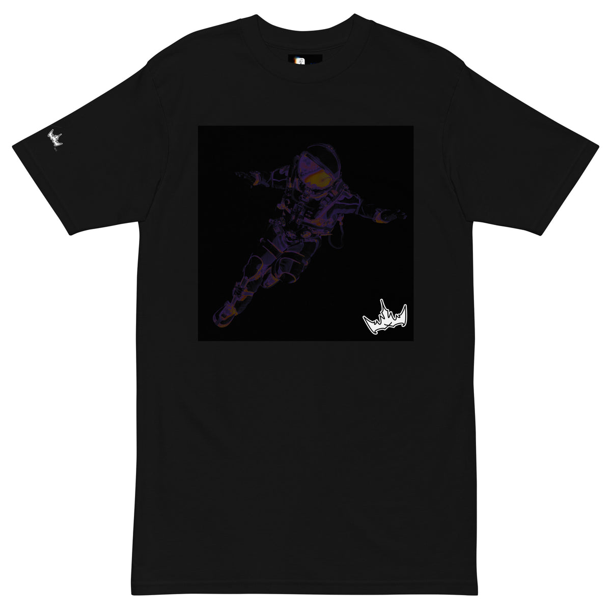 “INFINITE” & CROWN™ box logo & design print [men’s premium heavyweight tee] — Front view