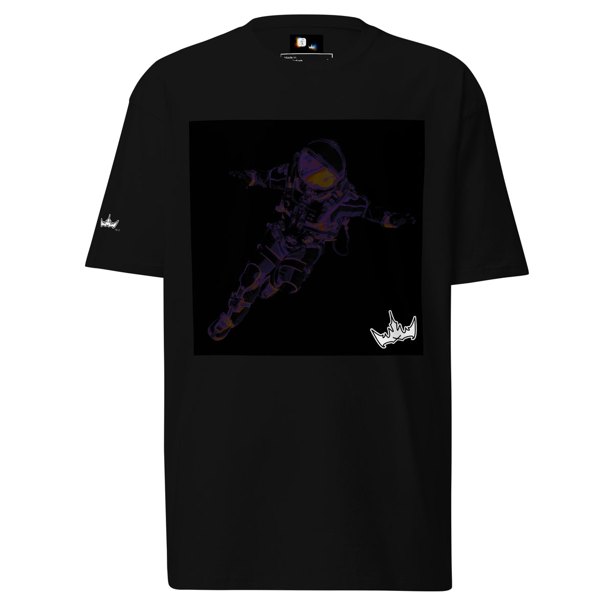 “INFINITE” & CROWN™ box logo & design print [men’s premium heavyweight tee] — Front view