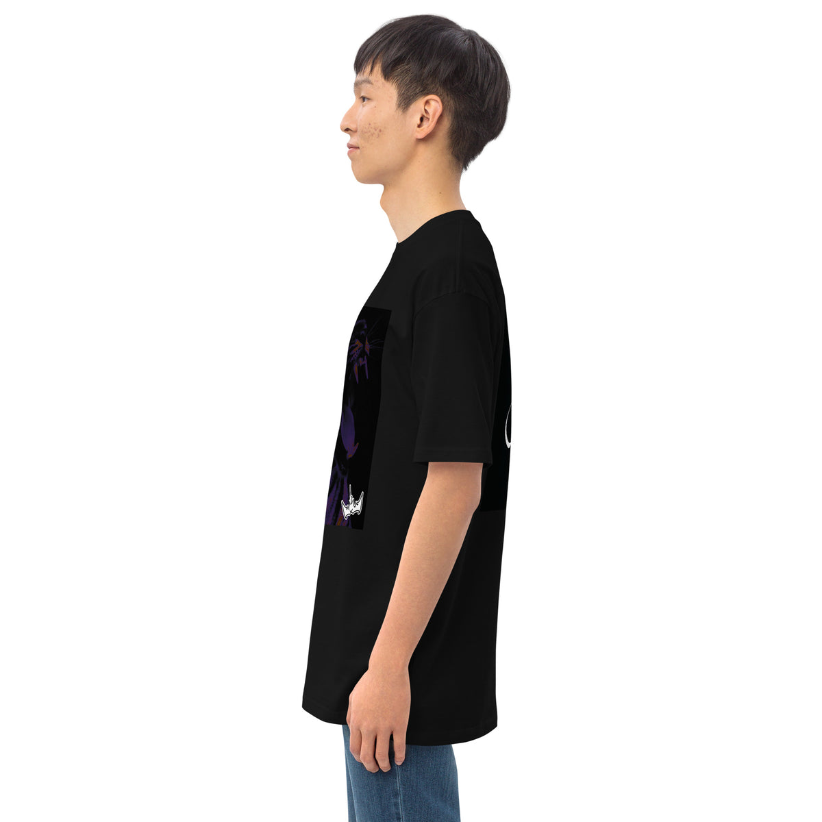 “POWER” & CROWN™ box logo & design print [men’s premium heavyweight tee] — Left side view
